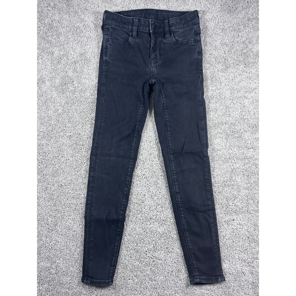 American Eagle Next Level Stretch Black Wash Skinny Jeans Size 000 Short‎